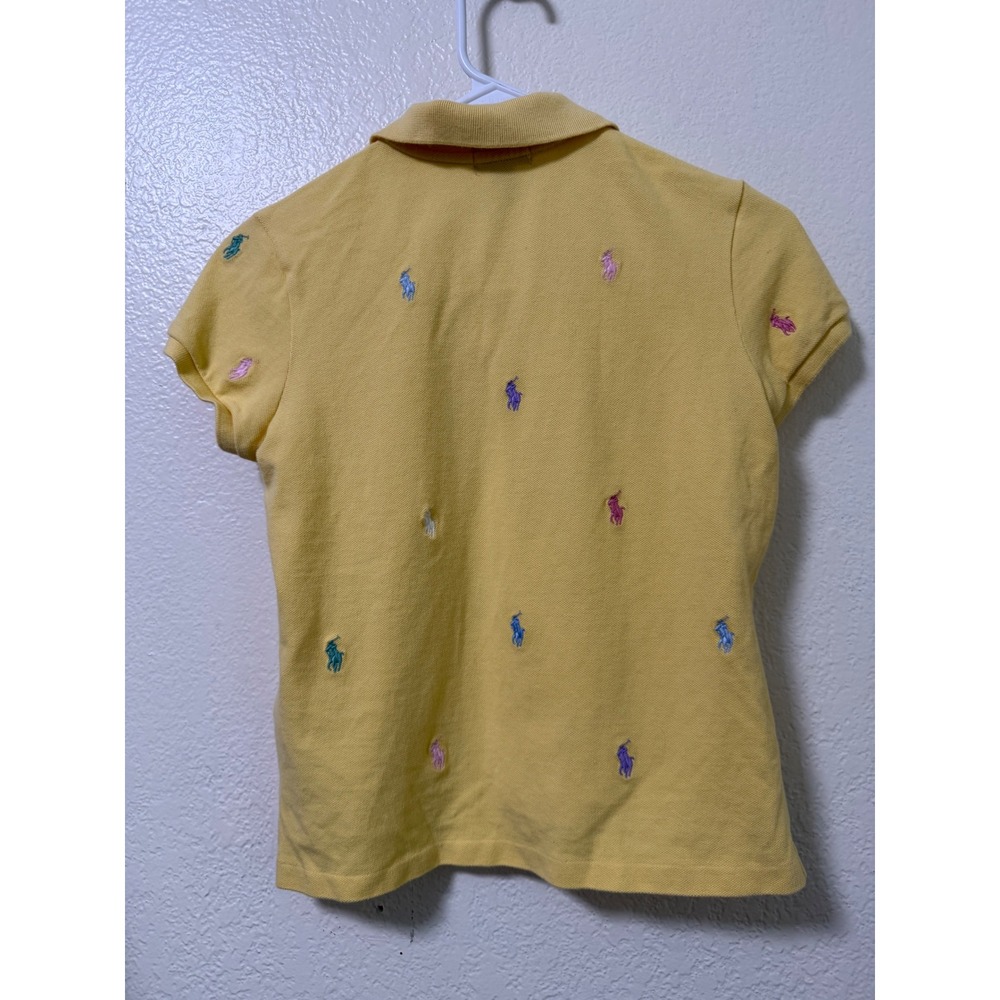 Polo Ralph Lauren Kids Yellow Multi All Over Pony Embroidered Polo Shirt L 12-14 - Picture 4 of 5
